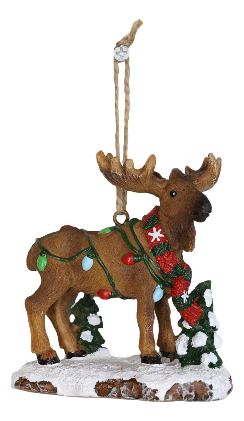 Christmas Moose Hanging Ornament Festive Elk Deer Colorful Holiday String Lights