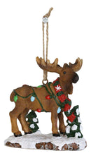 Christmas Moose Hanging Ornament Festive Elk Deer Colorful Holiday String Lights