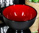 Ebros Japanese Black Red Lacquer Copolymer Plastic Rice Bowl Wood Grain Pattern Set 6