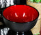 Ebros Japanese Black Red Lacquer Copolymer Plastic Rice Bowl Wood Grain Pattern Set 6