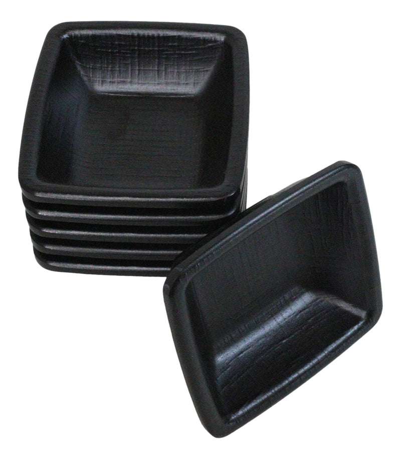 Pack Of 6 Square Black Silk Melamine Condiments Sauce Dipping Bowl or Dishes