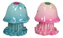 Set of 2 Whimsical Marine Blue And Pink Sea Jellyfish Money Savings Piggy Banks