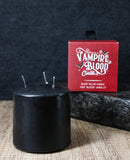 Set of 2 Gothic Vampire Blood Black Unscented Pillar Candles that Bleed Red 3" H
