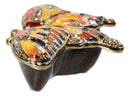 Orange Monarch Butterfly Pewter Austrian Crystals Bejewelled Trinket Jewelry Box