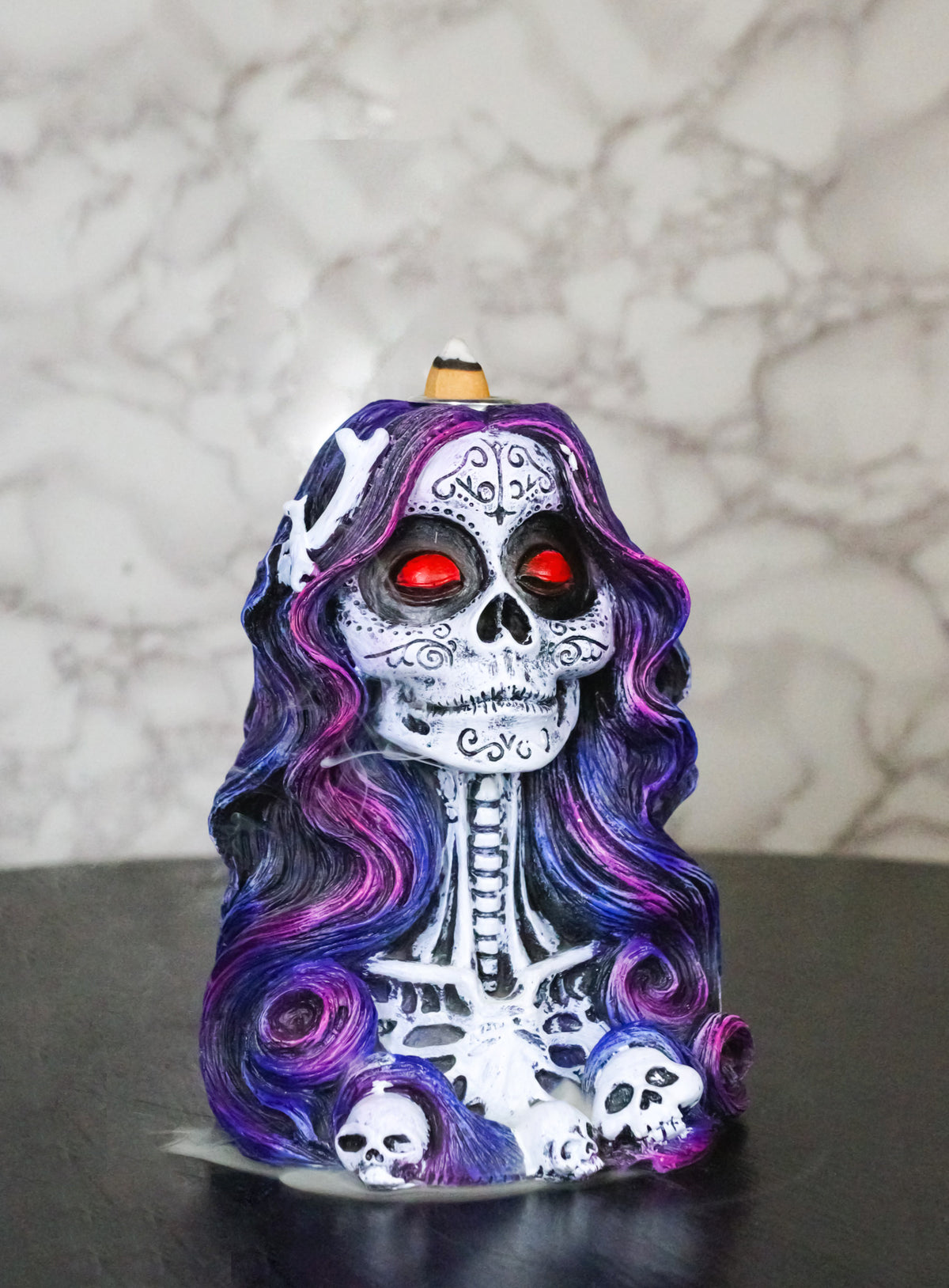Day of the Dead Senorita Backflow Incense Burner Sugar Skull Skeleton Lady Decor