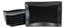 Pack Of 6 Black Silk Melamine Rectangular Wavy Buffet Lunch Sushi Plates 6.75"L