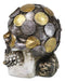 Metallurgy Currency Silver and Gold Coins Skull Face Money Coin Bank Figurine