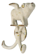 Pack Of 2 Rustic Cast Iron Antiqued White Flying Angel Pig 2-Pegs Wall Hooks
