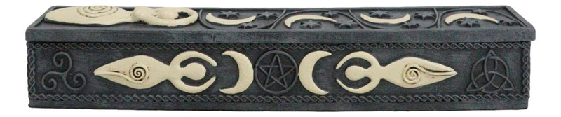 Wicca Spiral Goddess Sacred Triple Moon Incense Stick Storage Box Figurine