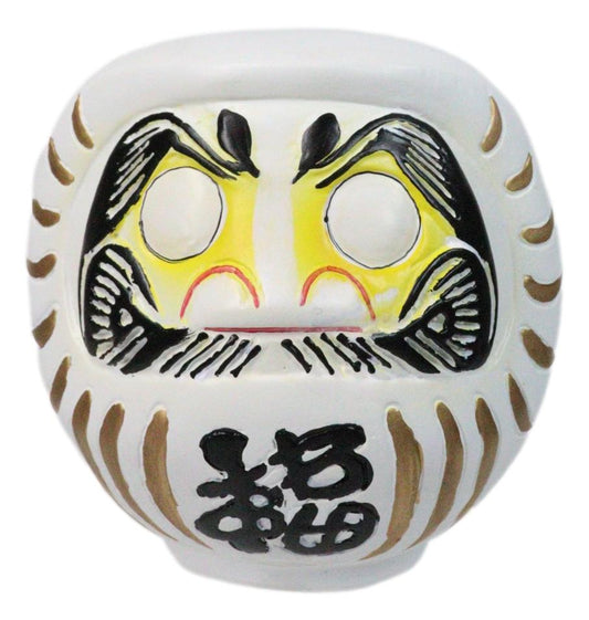 White Talisman of Purity Luck Japanese Zen Daruma Figurine With Unpainted Eyes