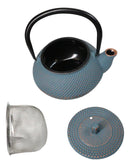 Sky Blue Hobnail Rustic Textured Petite Cast Iron Teapot 10oz Tea Pot