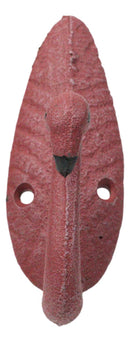 Pack Of 2 Cast Iron Tropical Bird of Paradise Pink Flamingo Wall Hook Plaque