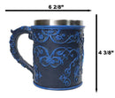 Gothic Fantasy Blue Ice Frost Dragon Tankard Mug With Stainless Steel Liner