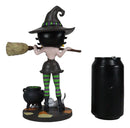 Halloween Witch Betty Boop And Pudgy Dog With Broomstick And Cauldron Figurine