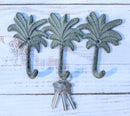 Cast Iron Verdigris Tropical Beach Coconut Palm Trees Coat Keys Triple Wall Hook