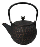 Bronze Bees With Honeycomb Design Large Cast Iron Tetsubin Teapot 60oz Tea Pot