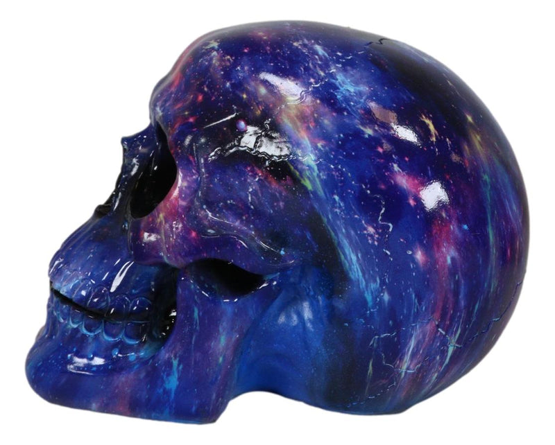 Cosmic Supernova Galaxy Deep Space Milky Way Iridescent Blue Skull Figurine