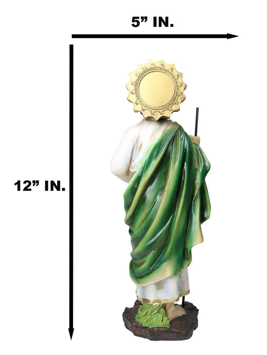 Saint Jude Thaddeus The Apostle with Holy Spirit Fire and Sun Medal Statue 12"H - Ebros Gift