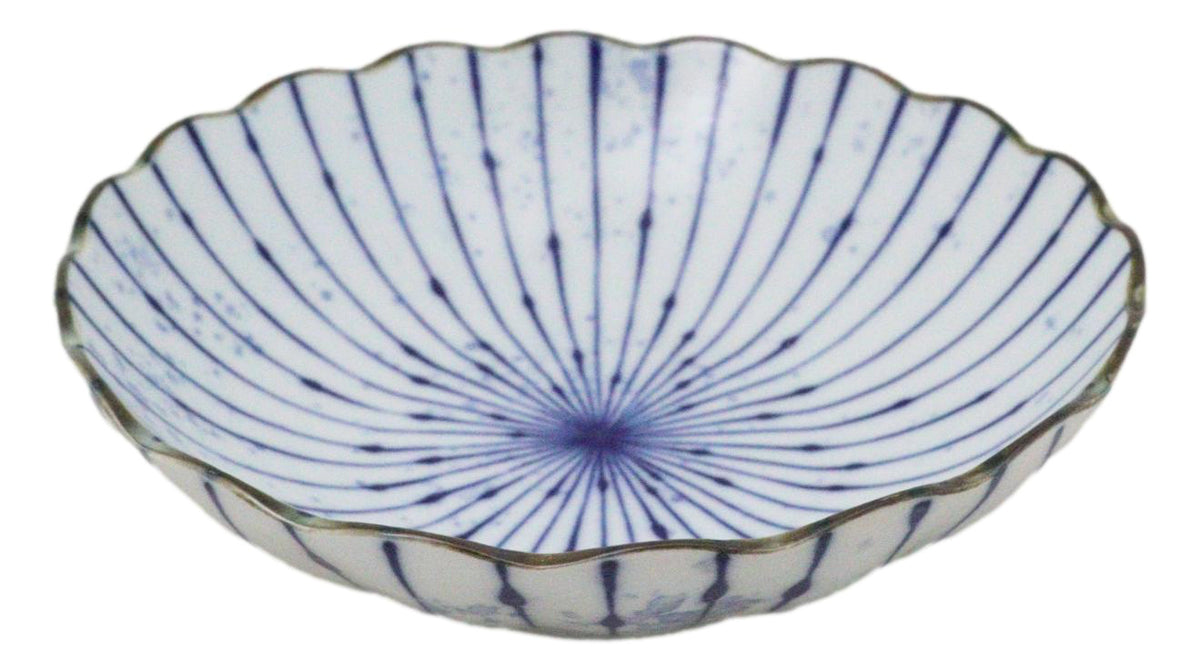 Pack Of 6 Fubuki Tokusa Made In Japan Round Flair Deep Plates Shallow Bowls 15oz - Ebros Gift