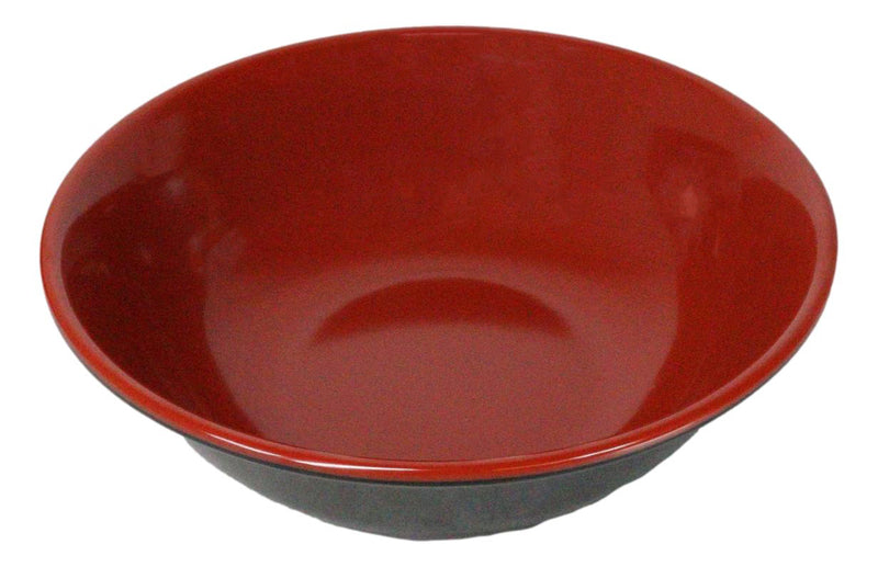 Set Of 6 Red And Black Round Medium Pasta Soup Salad Rice Melamine Bowls 9"D