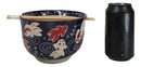 Red White Japanese Goldfishes Large 24Oz Donburi Ramen Bowl With Chopsticks Set