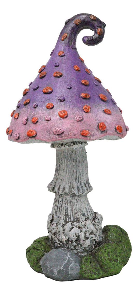 Fairy Garden Giant Spotted Purple Crooked Toadstool Mushroom Figurine 17"H