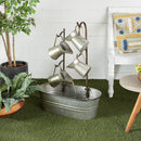Galvanized Metal Rustic Watering Cans Cascading Basin Electric Water Fountain