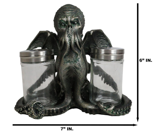 Winged Cthulhu The Wise One Octopus Kraken Salt And Pepper Shakers Holder Set
