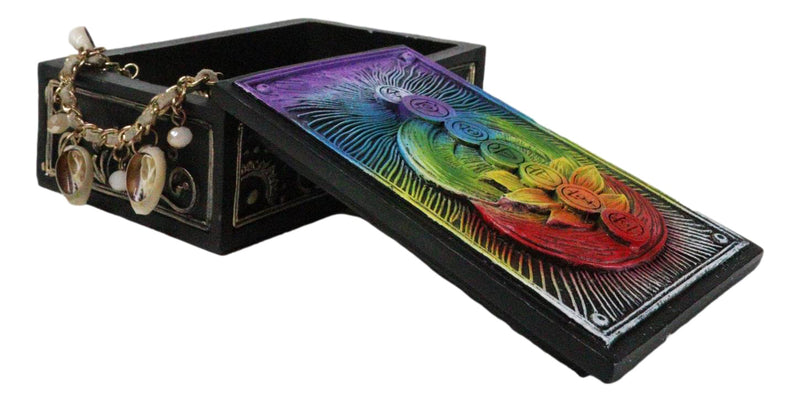Metaphysical Wicca Rainbow Chakra Energy Zone 7 Colors Tarot Cards Trinket Box
