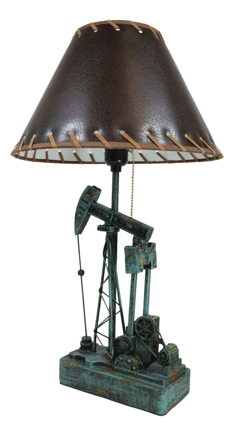 Rustic Western Nodding Donkey Pumpjack Oil Derrick Rig Sculptural Table Lamp