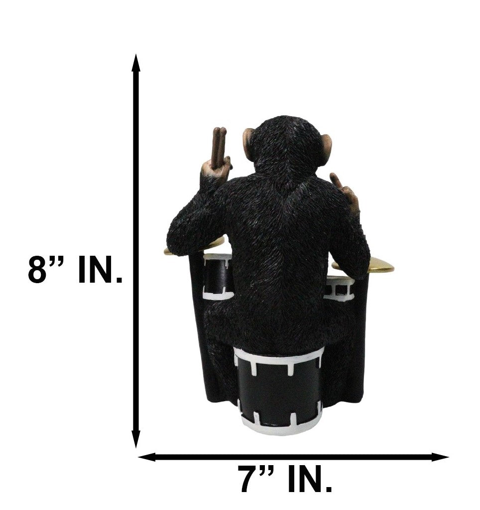 Ebros Cheeky Monkey Chimpanzee Drummer With Middle Finger Figurine 8"