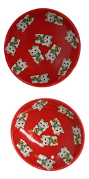 Maneki Neko Lucky Cats Red Sauce Dishes Chopsticks And Rests Sushi Set For 2