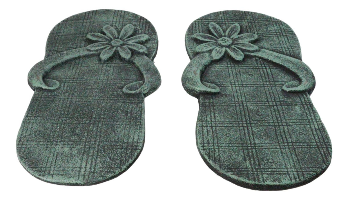 Cast Iron Flip Flop Stepping Stones Set of 2 Beach Getaway Left & Right Sandals