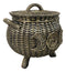 Wiccan Triple Moon Cauldron Pot In Wicker Finish Decorative Trinket Crystals Box