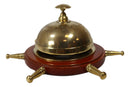Vintage Brass Nautical Rudder Helm Wheel Paperweight Desk Counter Call Bell 6"D