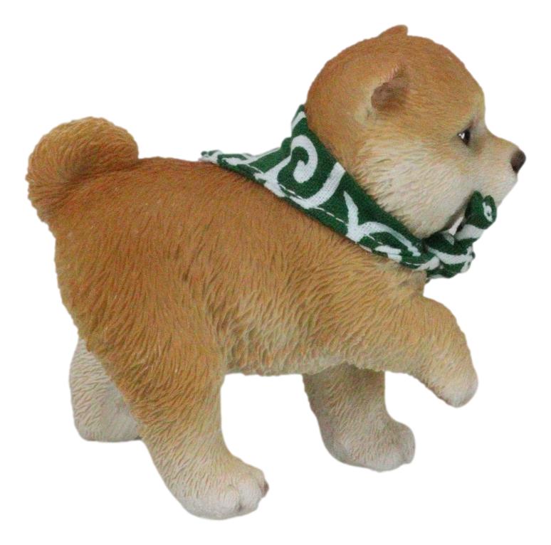 Lifelike Adorable Playful Japanese Shiba Inu Puppy Dog with Scarf Mini Figurine