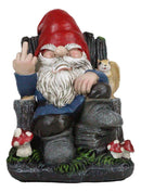 Get Out! Rude Mean Gnome Dwarf And Squirrel On Chair Flipping The Bird Figurine