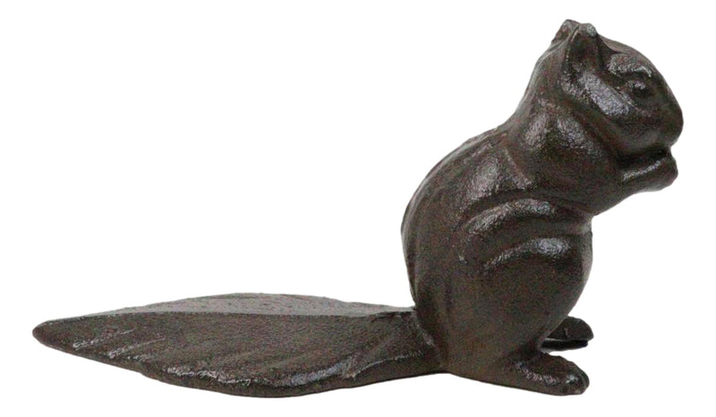 Rustic Cast Iron Standing Chipmunk Squirrel with Long Tail Door Stopper Wedge