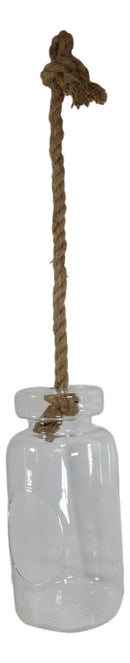 Farmhouse Rustic Country Hanging 11" H Glass Bottle Terrarium With Jute Strings