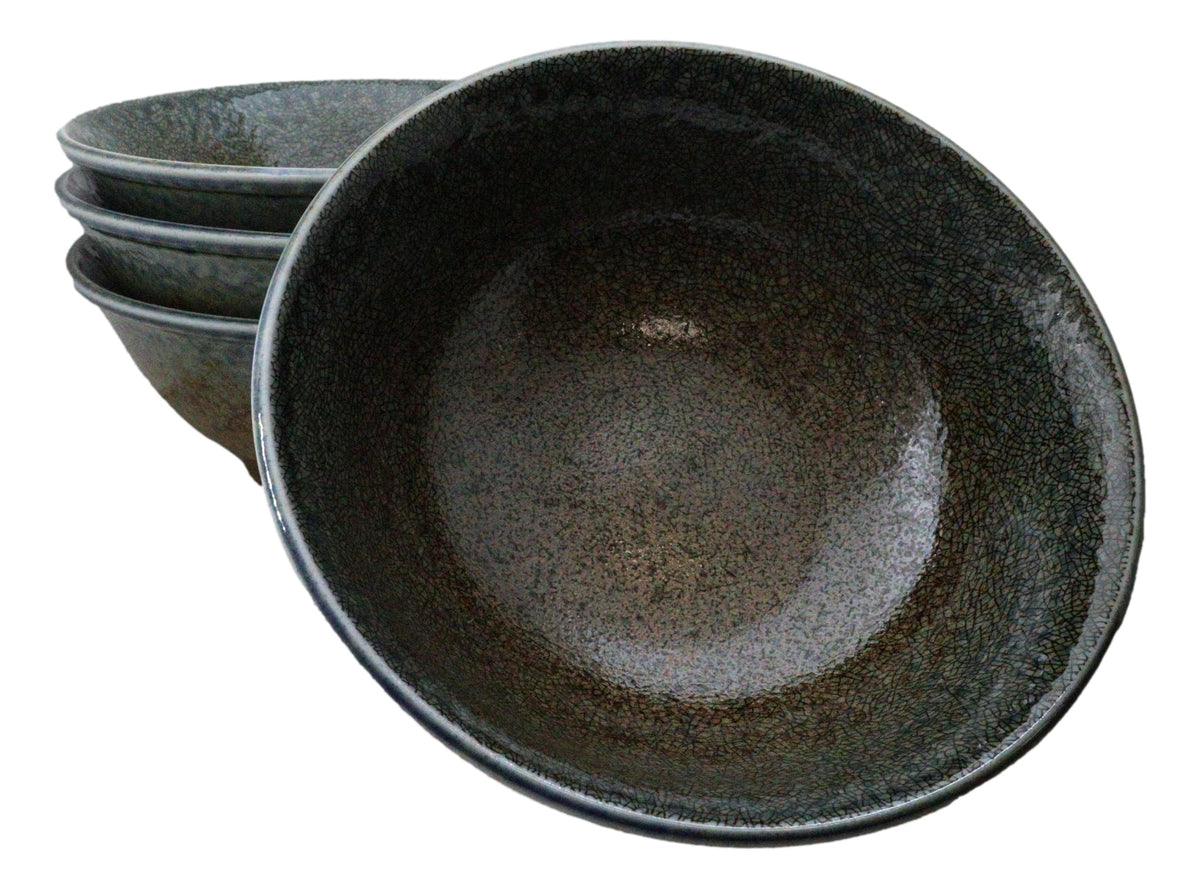 Set Of 4 Japanese Sunaji Kairagi Earth Sky Porcelain Large Ramen Soup Bowls 42oz - Ebros Gift