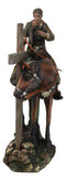 Western Cowboy in Solemn Prayer On Horse By Faded Cross And Cactus Figurine