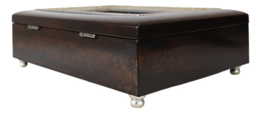 Happy 40th Anniversary Burlwood With Silver Scrollwork Musical Trinket Box