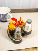 Rooster & Hen Salt and Pepper Shaker Holder Country Rustic Farmhouse Chicken