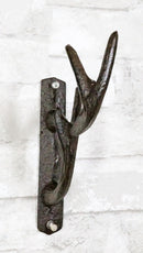 Set of 2 Cast Iron Vintage Western Rustic Deer Antlers Multi Point Wall Hooks