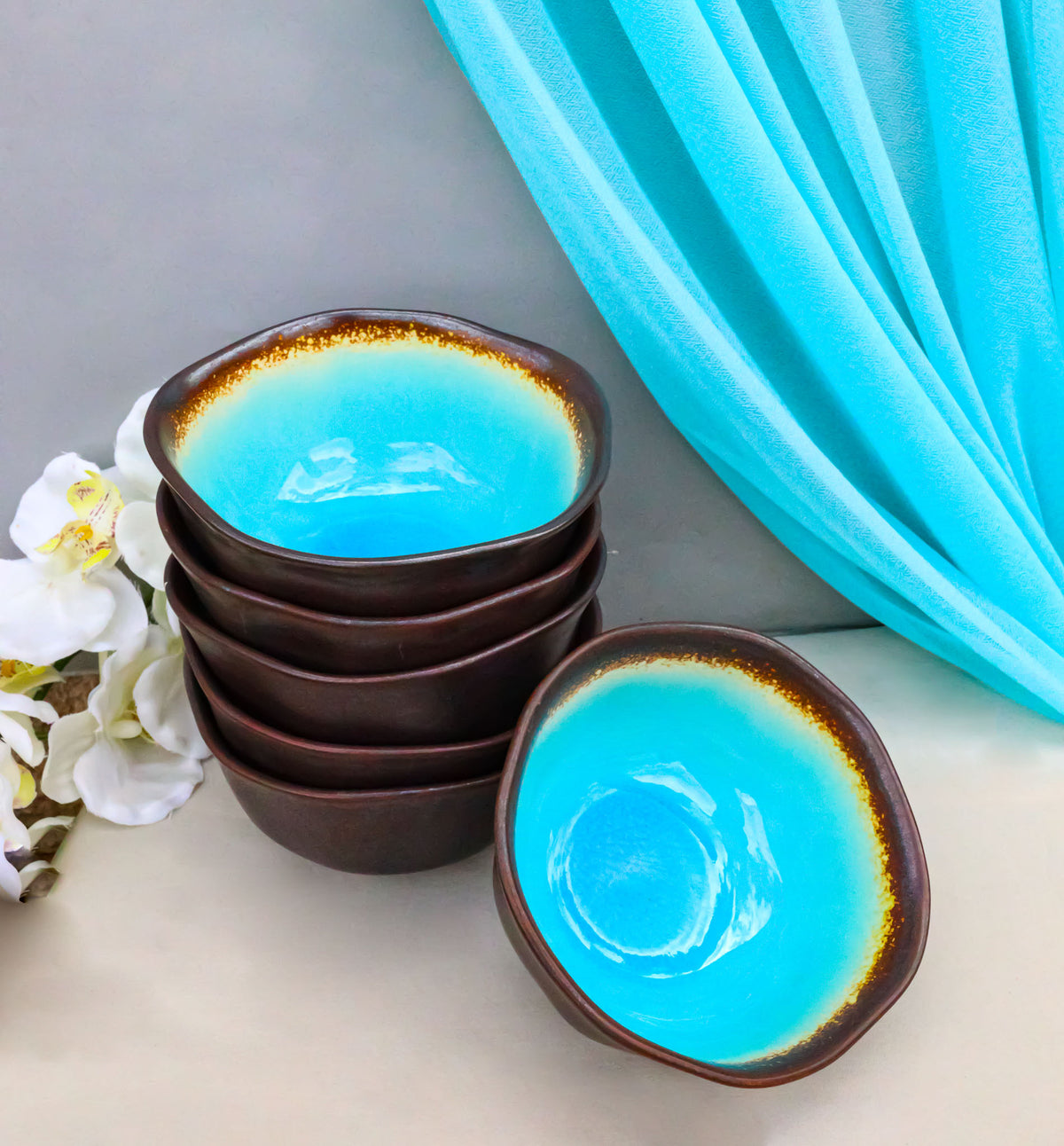 Pack Of 6 Blue Sky Aozora Kannyu Ceramic Medium Soup Donburi Bowls 20oz