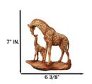 Safari Giraffe Family Figurine Mother and Calf Faux Wood Carved Look Figurine