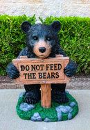 Large Whimsical Black Bear Figurine With “Do Not Feed the Bears” Sign 20"Tall