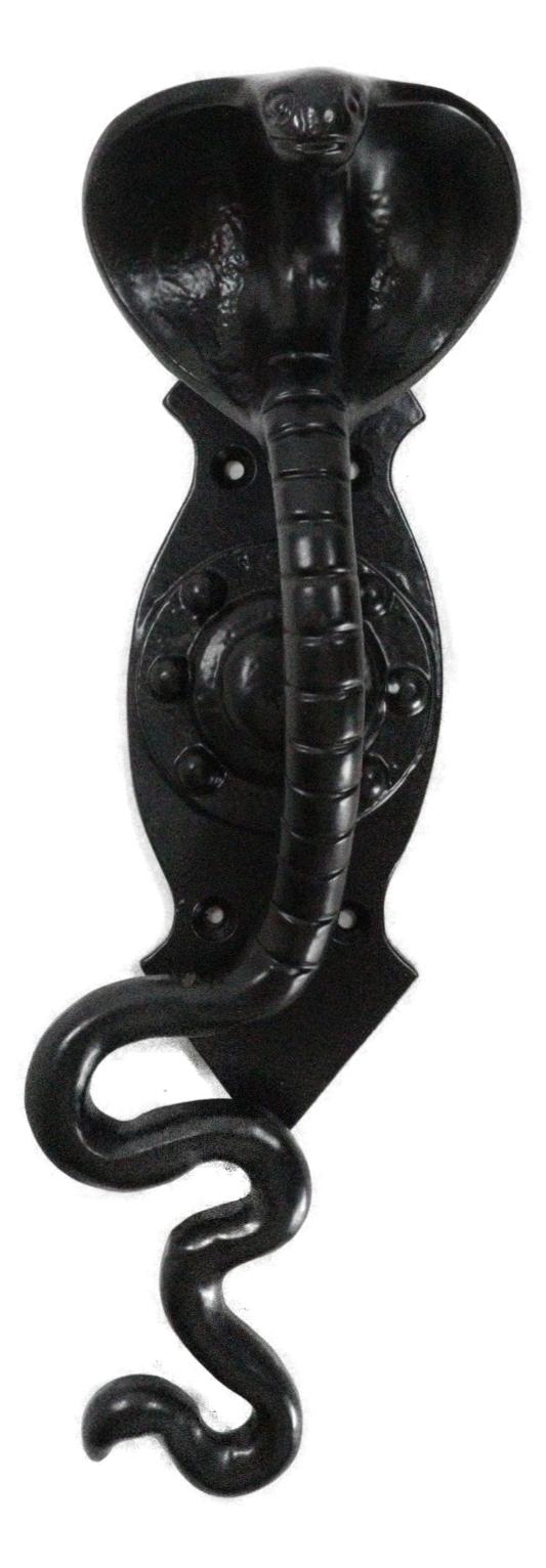 Set of 2 Black Cast Iron Ferocious Desert Cobra Snake Door Handle Bar Pulls - Ebros Gift