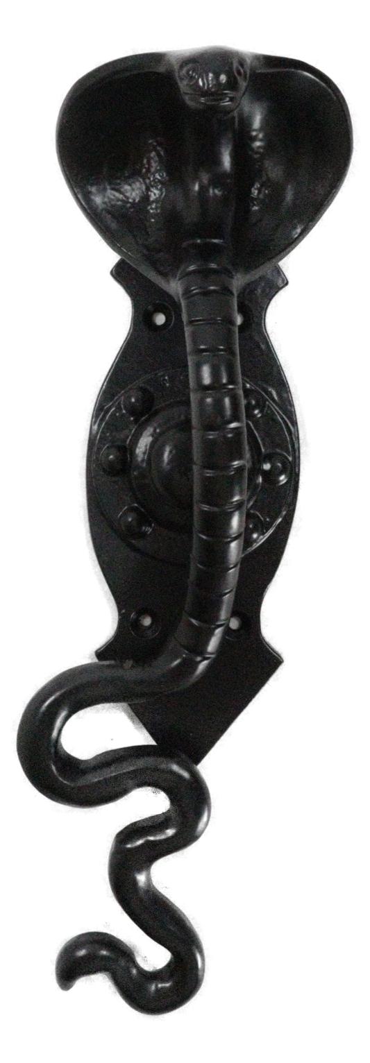 Set of 2 Black Cast Iron Ferocious Desert Cobra Snake Door Handle Bar Pulls