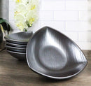 Set Of 5 Black Tetsu Kesho Ceramic Appetizer Salad Triangular Deep Plates